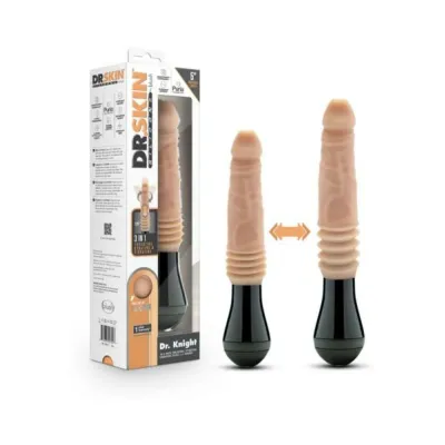 Vibrating Dildos Dr Skin Silicone Dr Knight Thrusting Gyrating Vibrating Dildo Beige