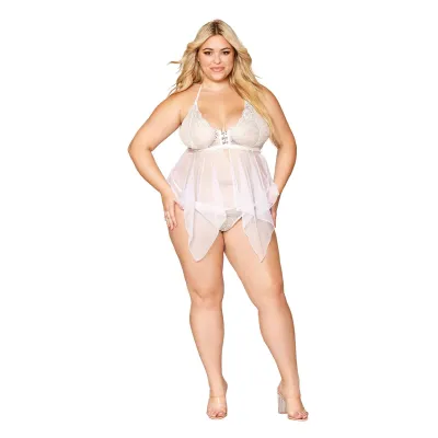 Babydoll and G String Queen Size White