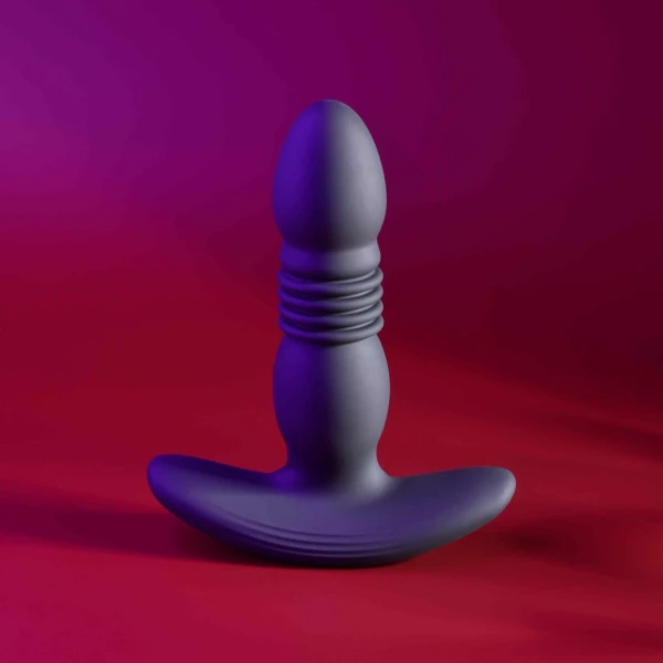 Playboy Pleasure Trust The Thrust Rechargeable Silicone Thrusting Anal Plug With Remote - Black
