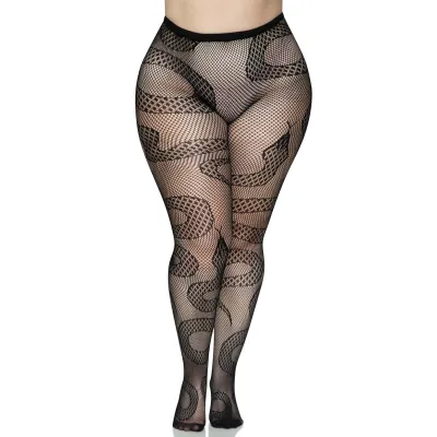 Snake Net Tights 1x 2x Black