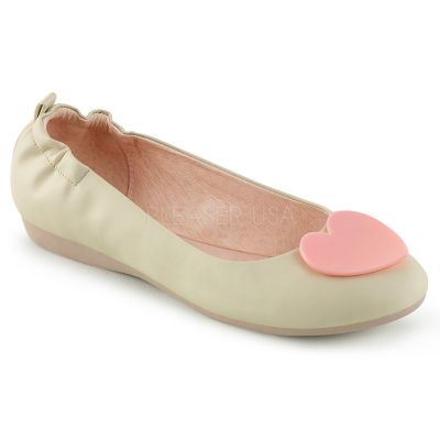 Round Toe Foldable Flats W Heart Adornment