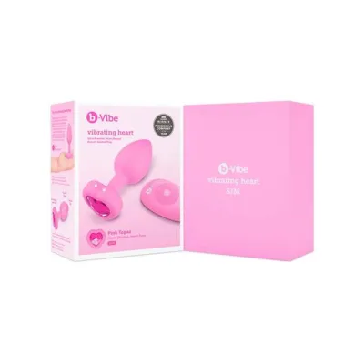 B vibe Remote Control Vibrating Jewelled Heart Plug S m