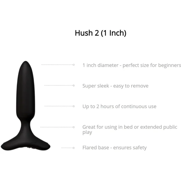 Lovense Hush 2 XS App Controlled Rechargeable Vibrating Butt Plug 1 Inch