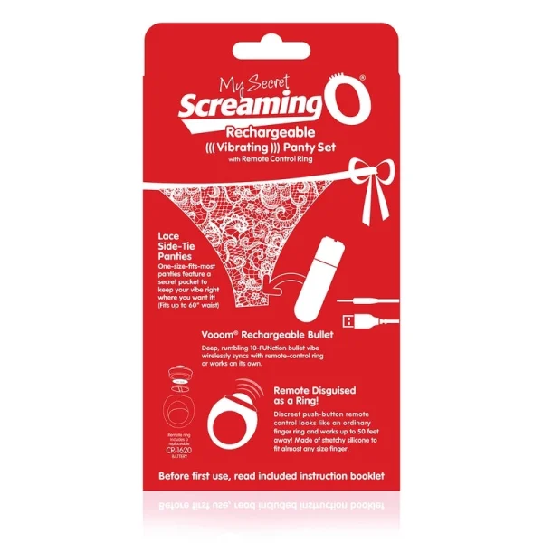 Charged My Secret Rechargeable 10 Function Remote Control Panty Vibe By Screaming O - Red