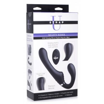 Mighty Rider 10X Vibrating Silicone Strapless Strap On