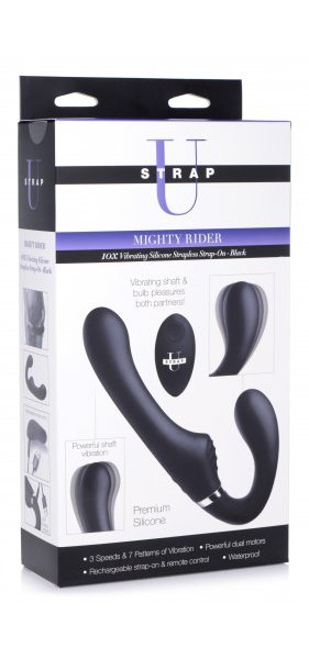 Mighty Rider 10X Vibrating Silicone Strapless Strap-On