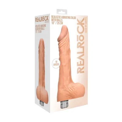 Realistic Vibrating Dildo With Balls 10 Inch Flesh 10 Inch