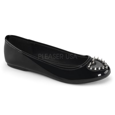 Round Toe Flat w See Through Heart Cutout Spikes Detail