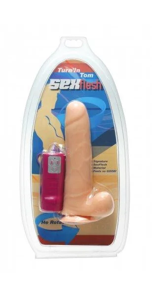 Turning Tom Rotating Dildo Beige