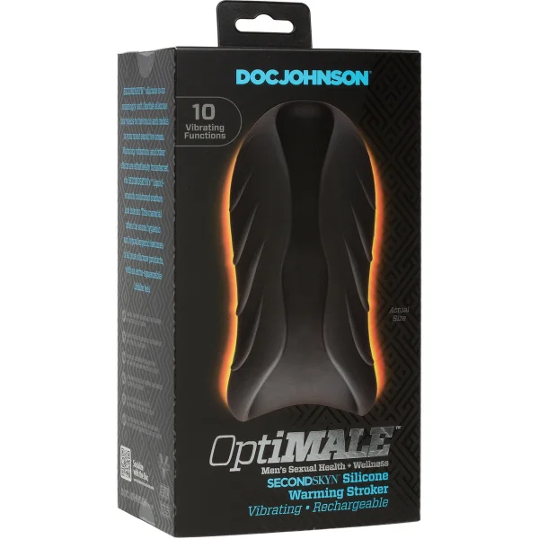 Doc Johnson Optimale Secondskyn Warming, Vibrating Silicone Stroker Sleeve