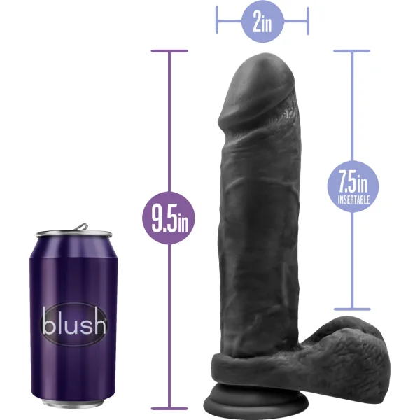 Au Naturel Bold Massive 9 Inch Sensa Feel Dual Density Dildo By Blush - Black