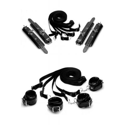 Strict Adjustable Bondage Fetish Bed Restraint Kit with Padded Cuffs