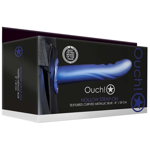 Textured Curved 8 Inch Hollow Strap-On