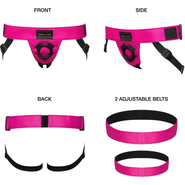 Strap-On-Me Curious Leatherette Harness - Fuchsia