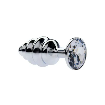 Kink Range Alloy Gemmed Butt Plug 2 9 Inch White Small
