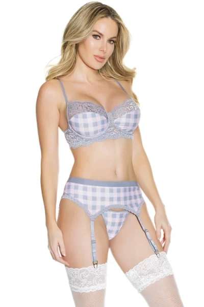 Check You Later Bra with Garter Belt & G-String By Coquette