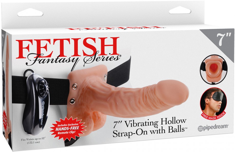 7" Vibrating Hollow Strap-On + Balls