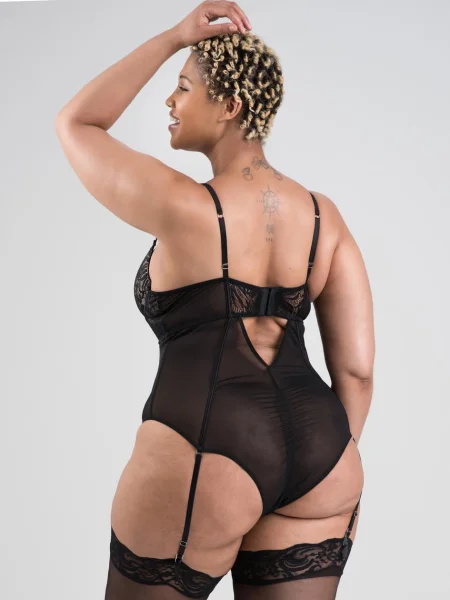 Lovehoney Plus Size Parisienne Charm Black Lace Crotchless Teddy