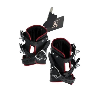 Bound X Heavy Duty Leather Suspension Cuffs Black Red