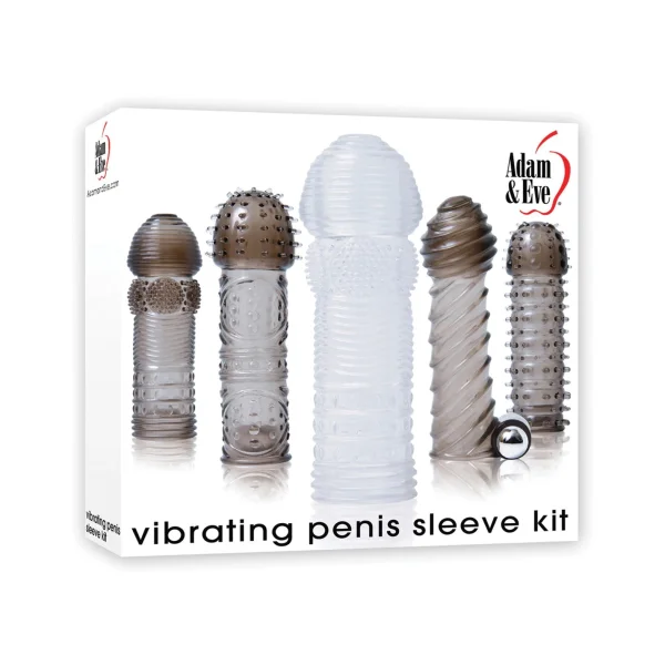 Adam & Eve Vibrating Penis Sleeve Kit - Smoke/Clear