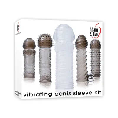 Adam Eve Vibrating Penis Sleeve Kit Smoke Clear