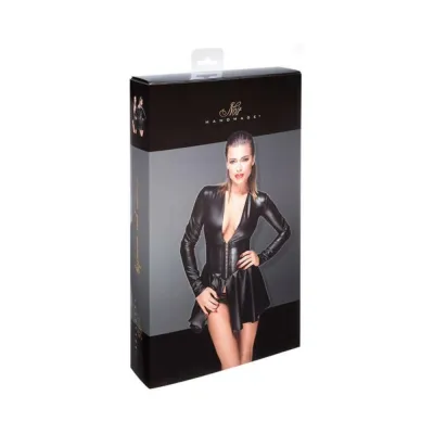 Noir Handmade Powerwetlook Minidress With Corset M