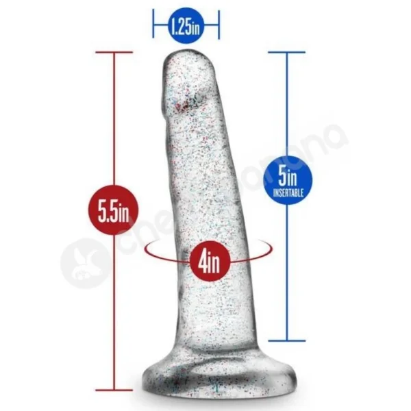 Naturally Yours Clear Glitter Dildo With Suction Cup Base