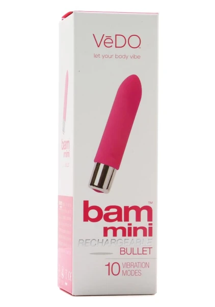 BAM MINI Rechargeable Bullet Silicone Vibrator by VeDO - Pink
