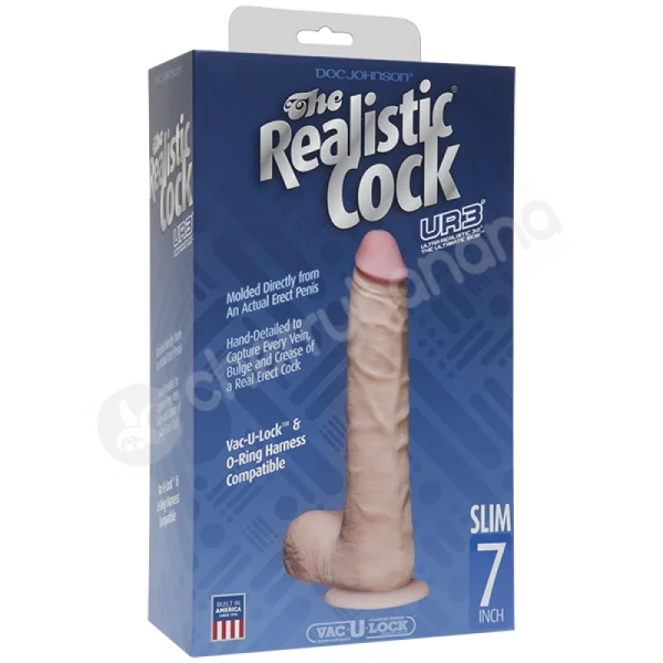 The Realistic Cock Slim Flesh 7" Dildo With Balls