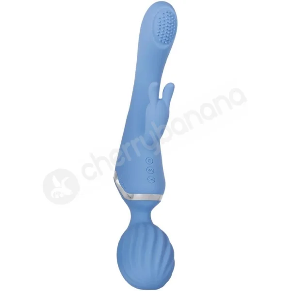Evolved Wanderful Wabbit 3 in 1 Blue Vibrator With G-Spot & Clitoral Stimulation Rabbit & Wand