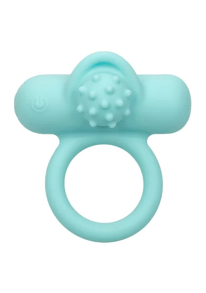 Silicone Rechargeable Nubby Lover's Delight Vibrating Cock Ring By CalExotics - Teal