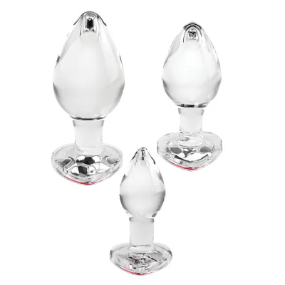 Red Heart Gem Glass Plug Set