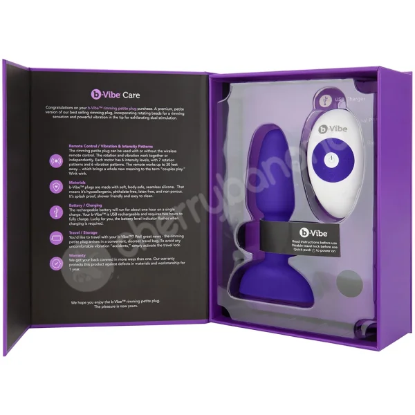 B-Vibe Petite Rimming Sensation Purple Silicone 4.9" Butt Plug