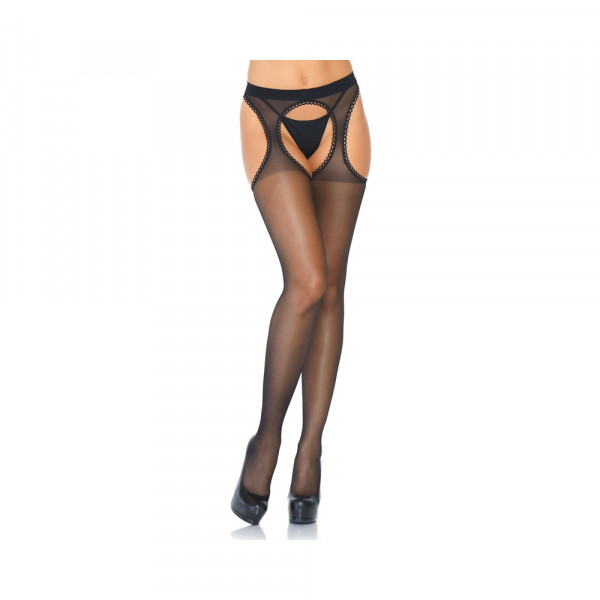 Spandex Sheer Scalloped Suspender Hose.
