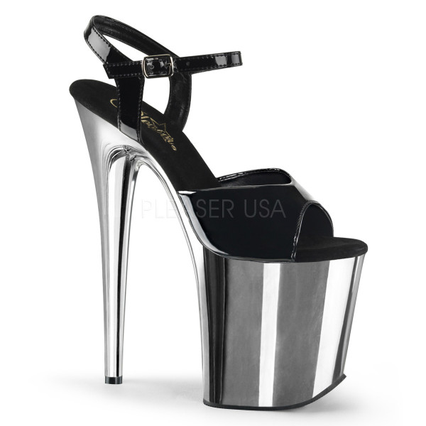 8 inches Heel, 4 inches PF Ankle Strap Sandal w/Chrome Plated Bottom — image 13 of 16