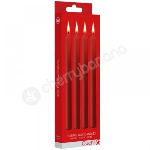 Ouch Large Teasing Red Paraffin Wax BDSM Candles 4 Pack