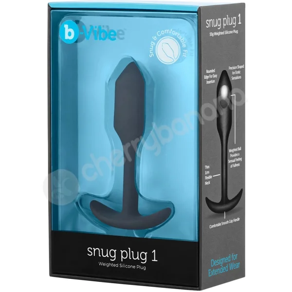 B-vibe Snug Plug 1 Black Silicone Weighted Small Butt Plug