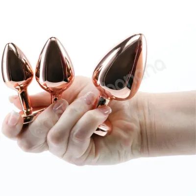 Rear Assets Rose Gold Metal With Pink Heart Gem Anal Trainer Kit