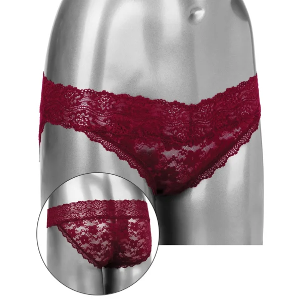 Remote Control Lace Panty Set - L- XL - Burgundy