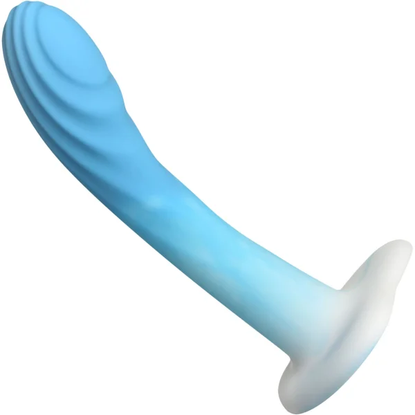 Simply Sweet Rippled 7" Silicone G-Spot Suction Cup Dildo - Blue & White