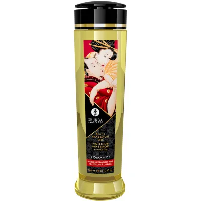 Shunga Erotic Massage Oil Romance Sparkling Strawberry Wine Scented 8 fl oz
