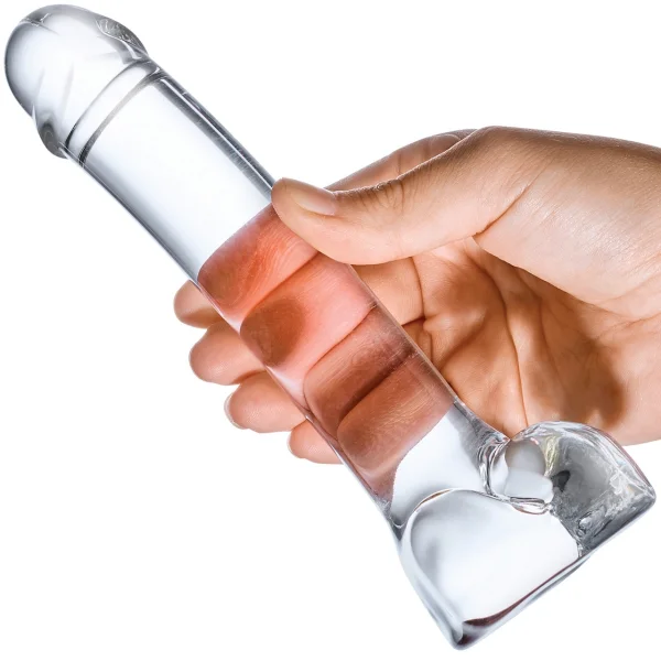 Gläs Realistic Curved Glass G-Spot Dildo  - Clear