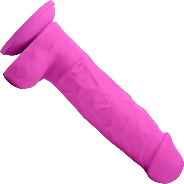 Strap U Power Pecker 7" Silicone Suction Cup Dildo With Balls - Pink