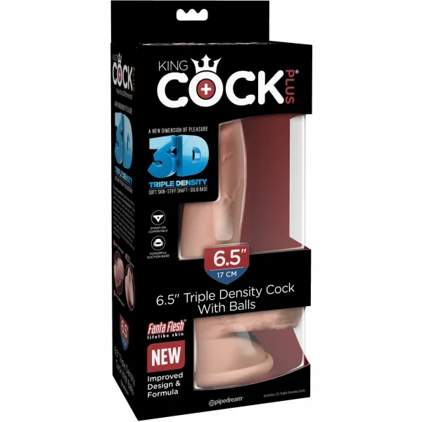 King Cock Plus 6.5" Triple Density Cock With Balls & Suction Cup Base - Vanilla