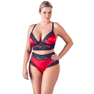 Satin Bra Set With Lace XL