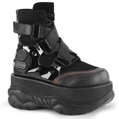 3 inches PF Lace Up Ankle Boot w Hook and Loop Straps Back Zip