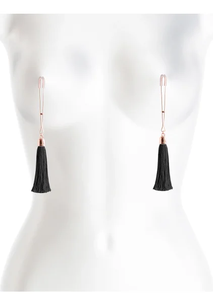 Bound Adjustable T1 Tassel Nipple Clamps by NS Novelties - Rose Gold & Red