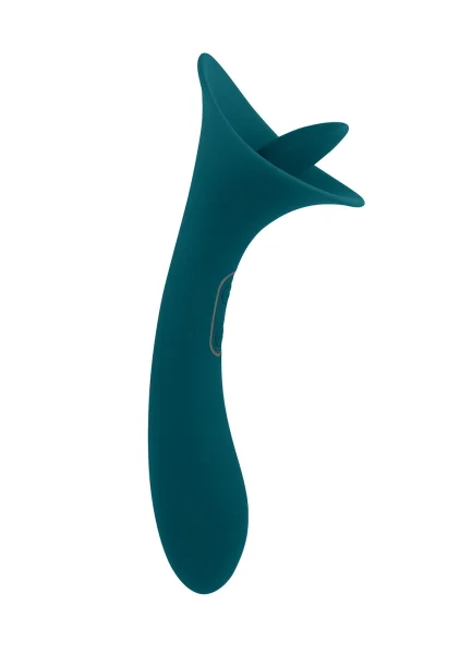 Playboy Pleasure True Indulgence Rechargeable Silicone Double Ended Tongue Stroking Vibrator - Teal