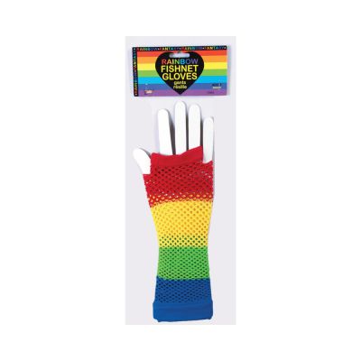 Rainbow Fishnet Gloves O S