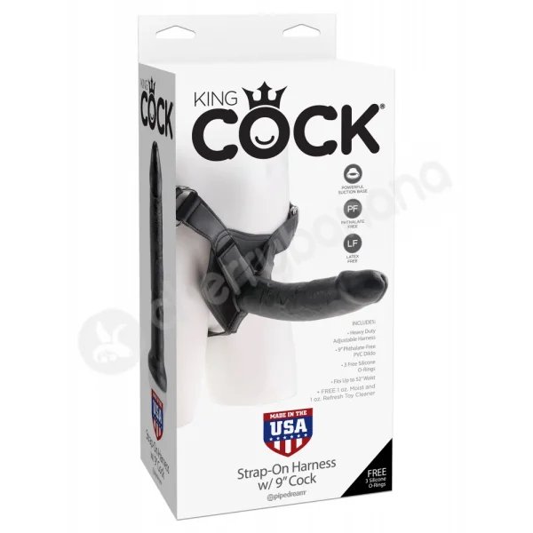 King Cock Black Strap-on Harness With 9'' Cock